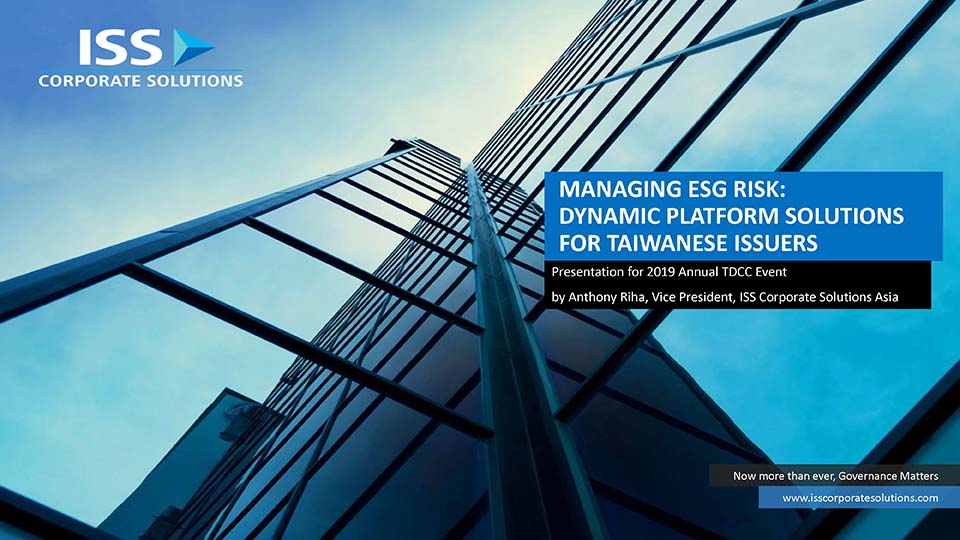 ESG Considerations for Taiwan-listed Corporates ESG Considerations for Taiwan-listed Corporates