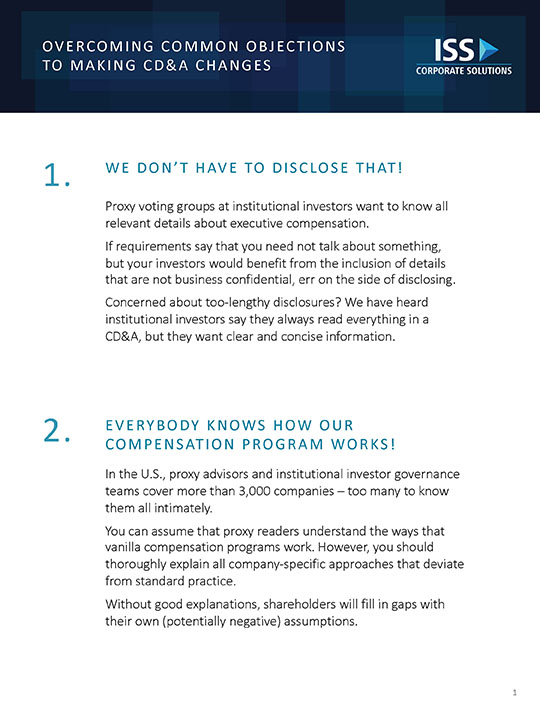 Overcoming Common Objections to Making CD&A Changes Overcoming Common Objections to Making CD&A Changes