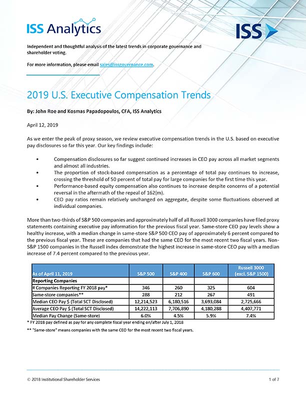 2019 U.S. Executive Compensation Trends 2019 U.S. Executive Compensation Trends