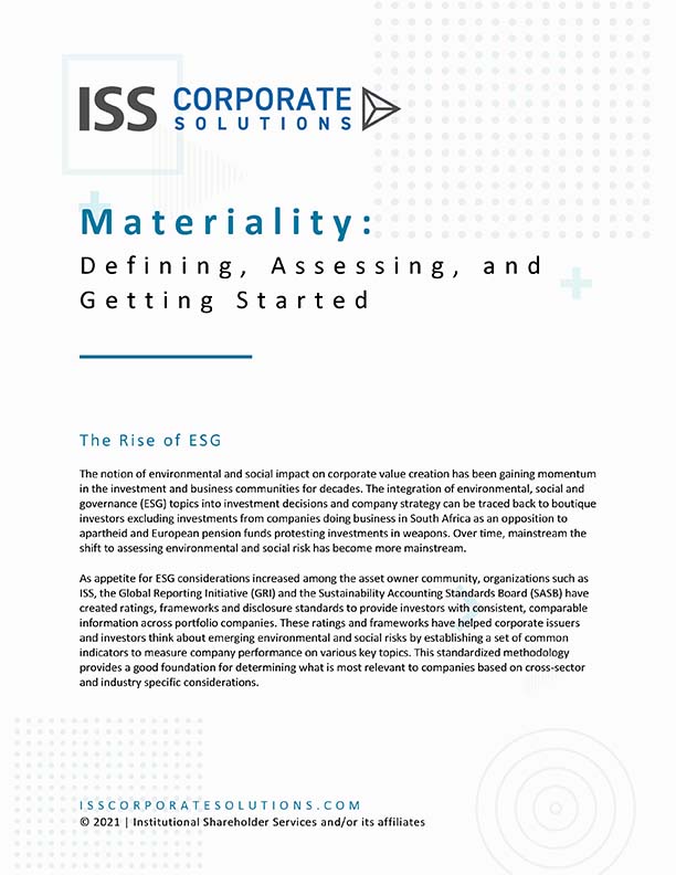 Materiality: Defining, Assessing, and Getting Started Materiality: Defining, Assessing, and Getting Started