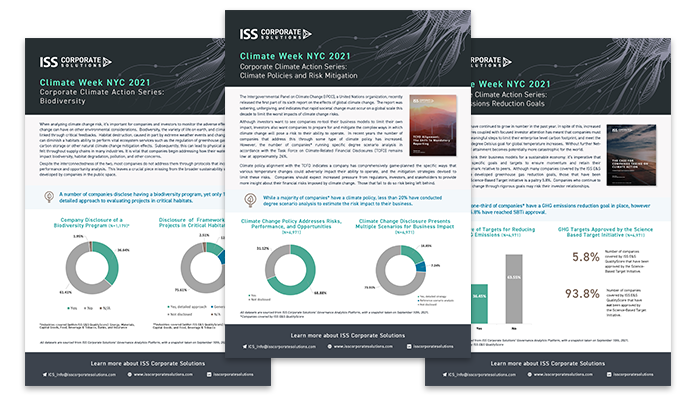 Corporate Climate Action Series: Climate Policies & Risk Mitigation, GHG Emissions Reduction Goals and Biodiversity