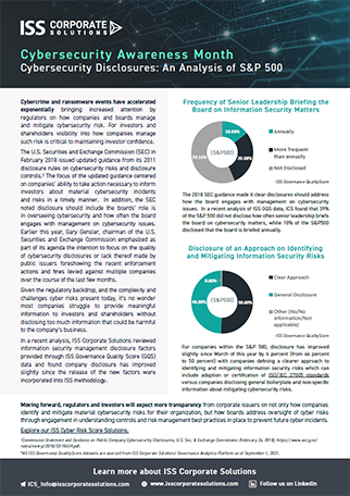 Cybersecurity Awareness Month 3-Part Series: Cybersecurity Disclosures, Industry Risk Analysis, and Corporate Board Oversight Cybersecurity Awareness Month 3-Part Series: Cybersecurity Disclosures, Industry Risk Analysis, and Corporate Board Oversight