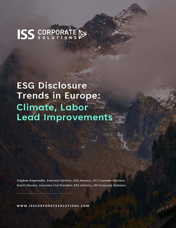 ESG Disclosure Trends in Europe: Climate, Labor Lead Improvements ESG Disclosure Trends in Europe: Climate, Labor Lead Improvements