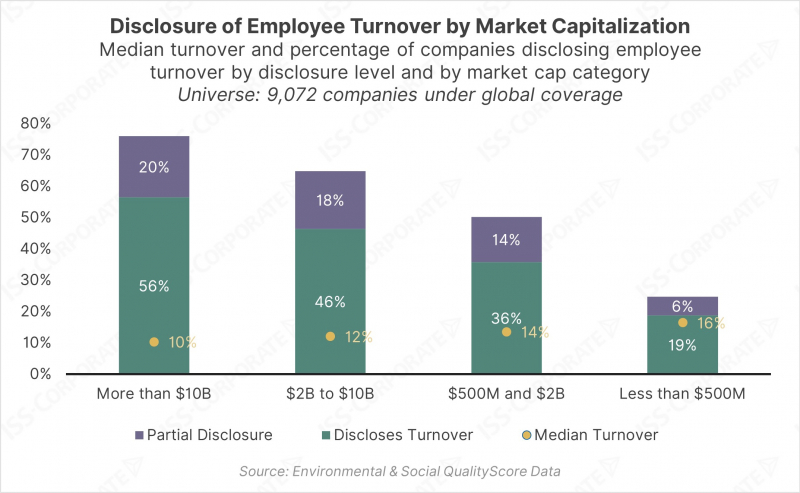 Chart of Employee Turnover by Market Capitalization Human Capital Management Employee Turnover Rate by Company Size